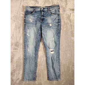 Gap Jeans Women's 30R Best Girlfriend Slim 1969 Blue Mid Rise (10/14 R) Distress